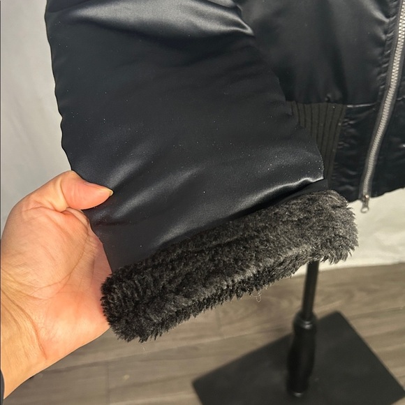 Y2K Star City Faux Fur Bomber Jacket - Black | Size L - Picture 3 of 9